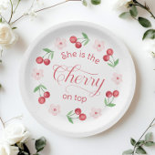 Cherry op Top roze waterverf Baby shower Papieren Bordje