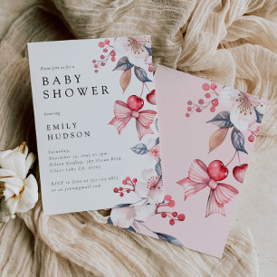 Cherry op Top Schattige Bow Coquette Baby shower Kaart