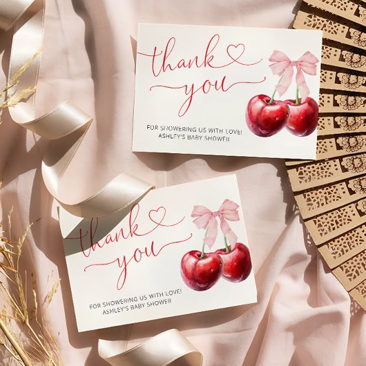 Cherry op top Schattigee boog Baby shower dank je  Kaart