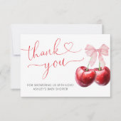 Cherry op top Schattigee boog Baby shower dank je  Kaart (Voorkant)