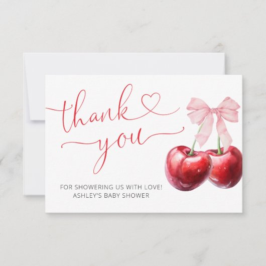 Cherry op top Schattigee boog Baby shower dank je  Kaart (Voorkant)