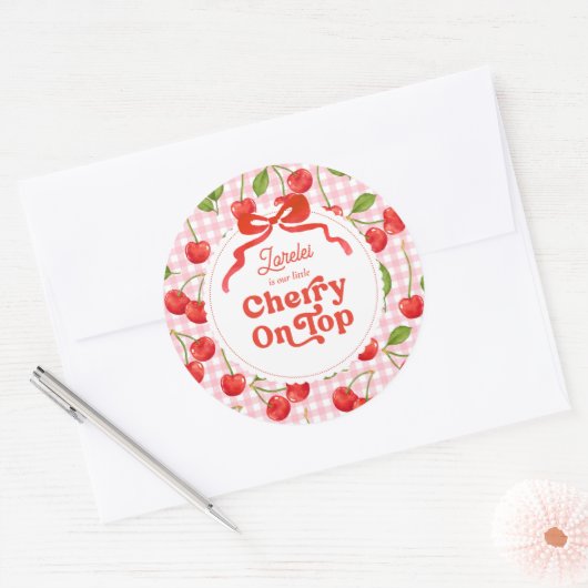 Cherry op Top Verjaardag Sticker (Envelop)