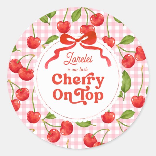 Cherry op Top Verjaardag Sticker (Voorkant)