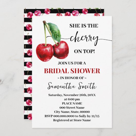 Cherry op Top Vrijgezellenfeest Minimalist Kaart (Voorkant / Achterkant)