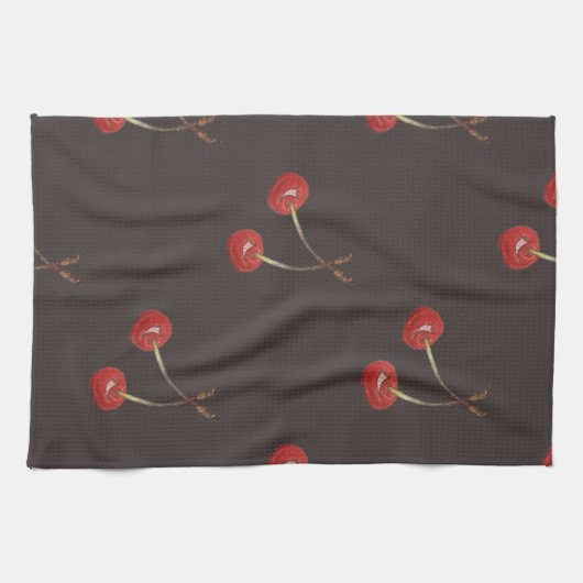 Cherry Pair Pattern (Dark Chocolate) Theedoek (Horizontaal)