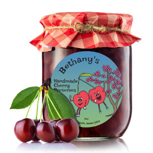 Cherry Pals Funny Cartoon Jam Pie en meer Ronde Sticker