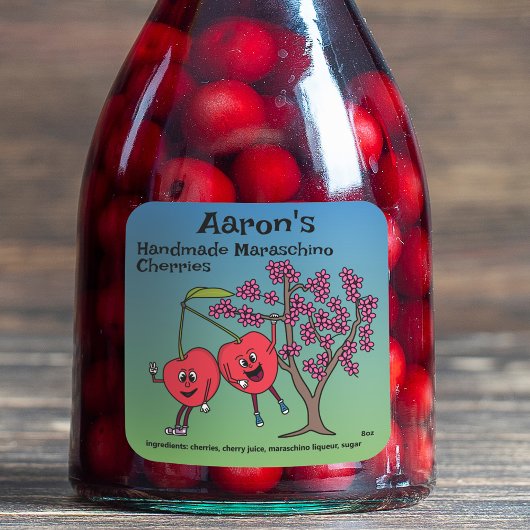 Cherry Pals Funny Cartoon Jam Pie en meer Vierkante Sticker