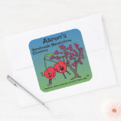Cherry Pals Funny Cartoon Jam Pie en meer Vierkante Sticker (Envelop)