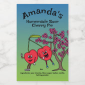 Cherry Pals Funny Cartoon Jam Pie en meer Voedselcontainer Etiket (Enkel label)