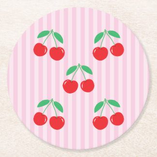 Cherry Paper Round Coasters Ronde Kartonnen Onderzetter