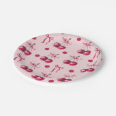 Cherry Pastel Roze & Rode Boog Verjaardag Papieren Bordje (Gekanteld)