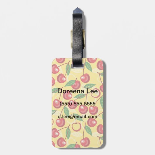 Cherry-patroon Bagagelabel (Achterkant verticaal)