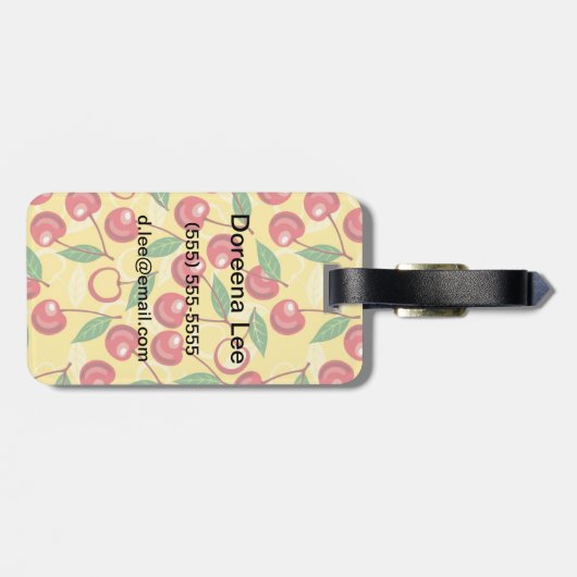 Cherry-patroon Bagagelabel (Achterkant horizontaal)