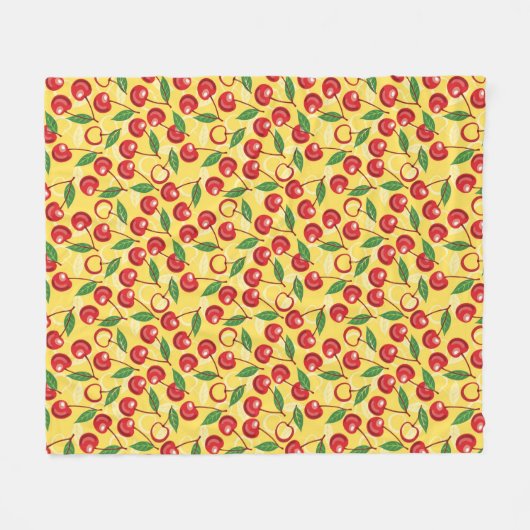 Cherry-patroon Fleece Deken (Voorkant (Horizontaal))