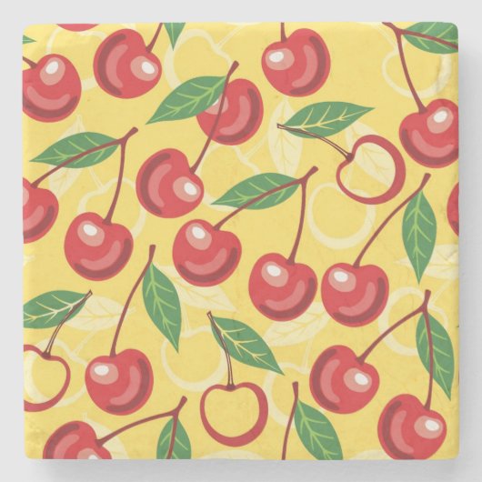 Cherry-patroon Stenen Onderzetter (Voorkant)