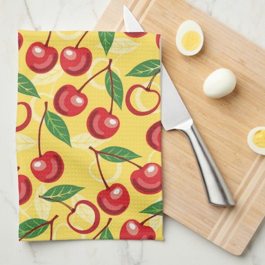 Cherry-patroon Theedoek (Quarter Fold)