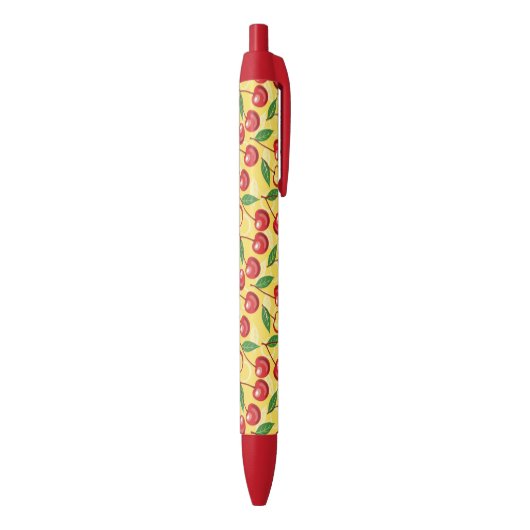 Cherry-patroon Zwarte Inkt Pen (Achterkant (Verticaal))