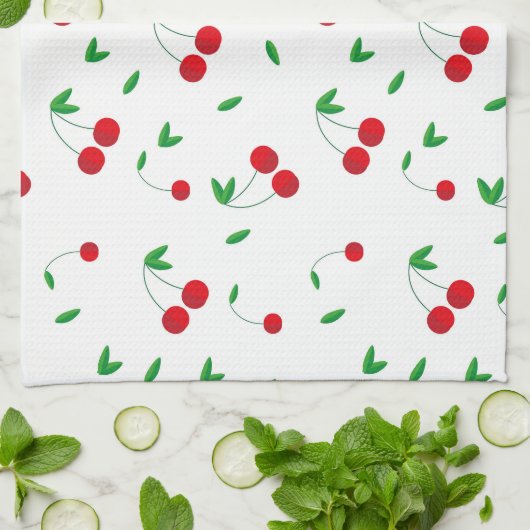 Cherry Pattern Easy Cherry Drawing Cherry Art Cher Theedoek (Gevouwen)