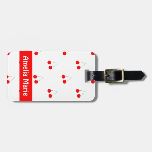 Cherry Pattern Fruit Personalize Bagagelabel (Voorkant horizontaal)