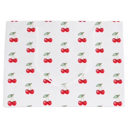 Cherry Pattern Gift Bag Schattige Rood & Wit Party Groot Cadeauzakje (Voorkant)