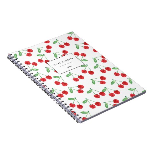 Cherry Pattern Personalized Notitieboek (Rechterzijde)