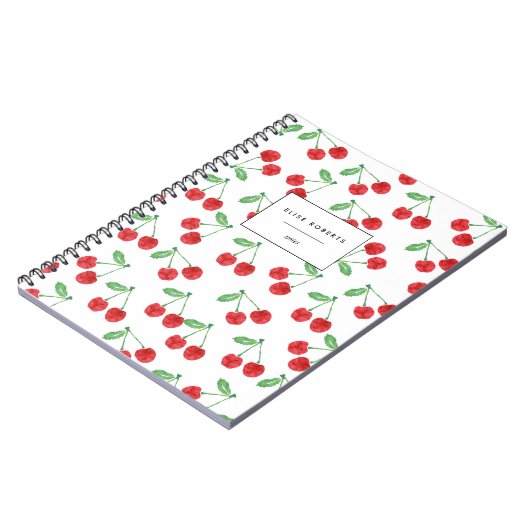 Cherry Pattern Personalized Notitieboek (Linkerzijde)