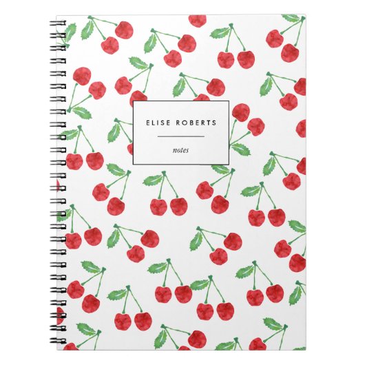 Cherry Pattern Personalized Notitieboek (Voorkant)