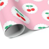 Cherry Pattern – Retro Fruit Gift & Decor Cadeaupapier (Rol Hoek)