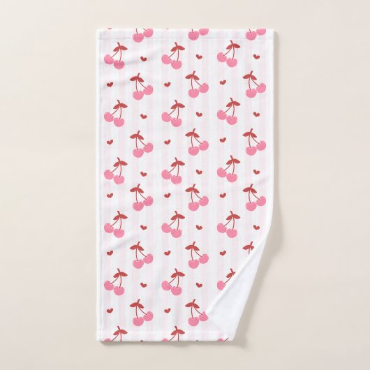 Cherry Pattern with Hearts Bad Handdoek (Handdoek)