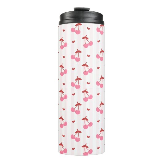 Cherry Pattern with Hearts  Thermosbeker (Voorkant)
