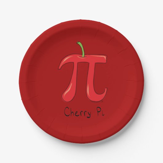 Cherry Pi Cute Wiskunde Pi Day Party Paper Borden Papieren Bordje (Voorkant)