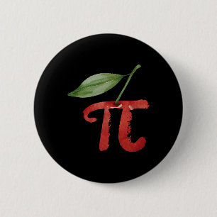 Cherry Pi Day Funny Pie Cherries 3.14 Humor Wetens Ronde Button 5,7 Cm