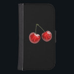 Cherry Pi Galaxy S4 Portemonnee Hoesje<br><div class="desc">Fun with mathematics. Two bright red cherries with the symbol for pi. Pi Day is March 14.</div>