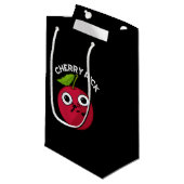 Cherry Pick Funny Fruit Pun Dark BG Klein Cadeauzakje (Voorkant Gekanteld)