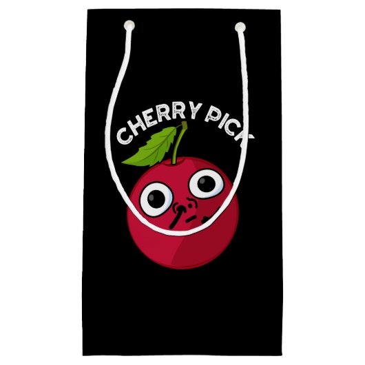 Cherry Pick Funny Fruit Pun Dark BG Klein Cadeauzakje (Voorkant)