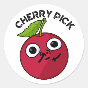 Cherry Pick Funny Fruit Pun Ronde Sticker
