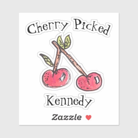 Cherry Picked Schattigee naam Trendy Fruit Modern Sticker (Vel)