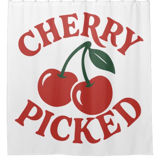 Cherry Picked Trendy Retro Fruit Graphic Douchegordijn (Voorkant)