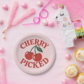 Cherry Picked Trendy Retro Fruit Graphic Party Papieren Bordje (Feest)
