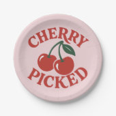 Cherry Picked Trendy Retro Fruit Graphic Party Papieren Bordje (Voorkant)
