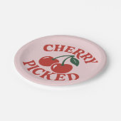 Cherry Picked Trendy Retro Fruit Graphic Party Papieren Bordje (Gekanteld)