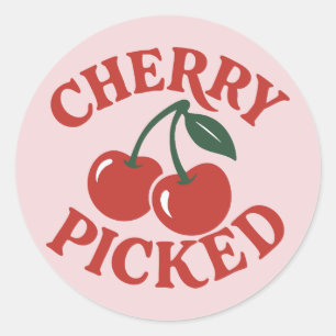 Cherry Picked Trendy Retro Fruit Graphic Party Ronde Sticker