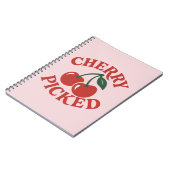 Cherry Picked Trendy Retro Fruit Graphic Roze Notitieboek (Linkerzijde)