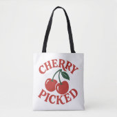 Cherry Picked Trendy Retro Fruit Graphic Tote Bag (Voorkant)
