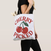 Cherry Picked Trendy Retro Fruit Graphic Tote Bag (Dichtbij)