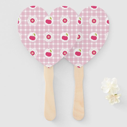 Cherry Picnic Hand Fans Handwaaier (Voorkant en achterkant)