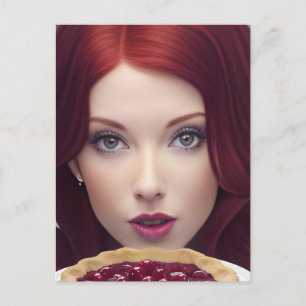Cherry Pie Goddess Woman fantasy art Briefkaart
