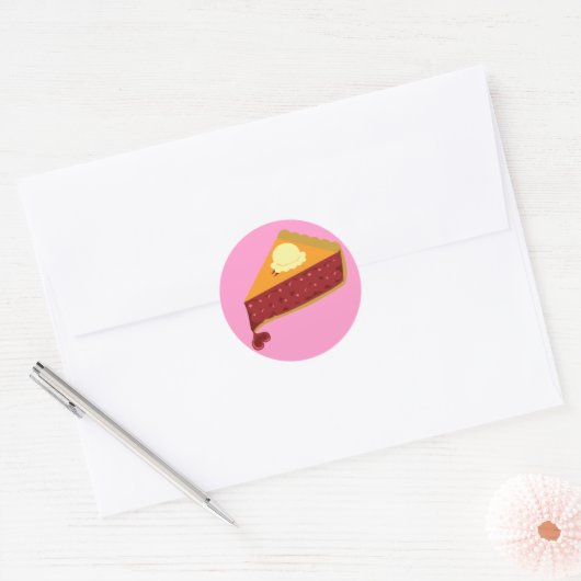 Cherry Pie Heart Ronde Sticker (Envelop)