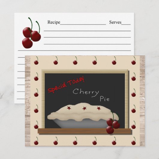 Cherry Pie Recipe-kaarten Briefkaart (Voorkant / Achterkant)