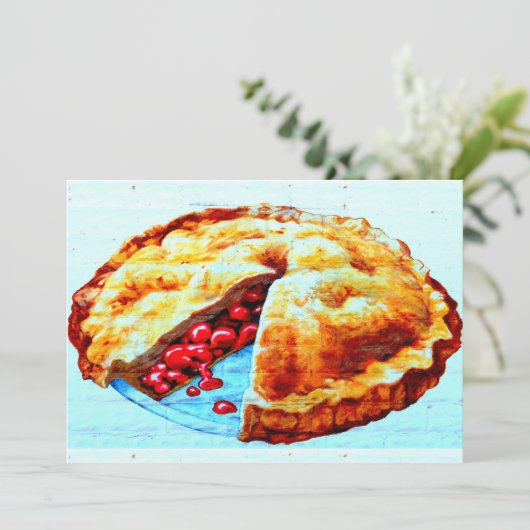 cherry pie-uitnodiging kaart (Staand voorkant)